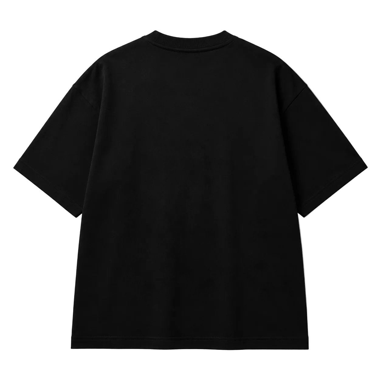 Black t-shirt on a white background
