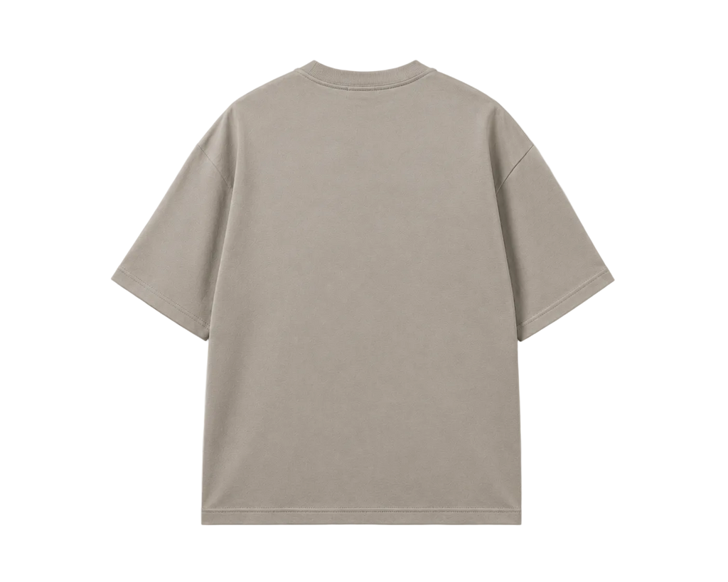 Beige t-shirt on a light gray background