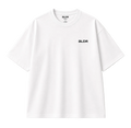 White t-shirt with 'BLDR' logo on a beige background