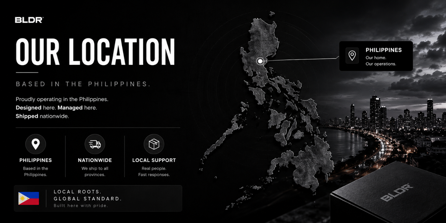 Map of the Philippines with BLDR branding and text about their location and services.